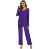 imageWiWi Womens Pajama Set Soft Long Sleeve Tee Pants Sleepwear 2 Piece Comfy Nightwear with Pockets Pjs SXXLCdark Purple