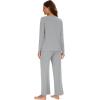 imageWiWi Womens Pajama Set Soft Long Sleeve Tee Pants Sleepwear 2 Piece Comfy Nightwear with Pockets Pjs SXXLCheather Grey