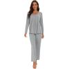 imageWiWi Womens Pajama Set Soft Long Sleeve Tee Pants Sleepwear 2 Piece Comfy Nightwear with Pockets Pjs SXXLCheather Grey
