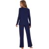 imageWiWi Womens Pajama Set Soft Long Sleeve Tee Pants Sleepwear 2 Piece Comfy Nightwear with Pockets Pjs SXXLCnavy