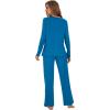 imageWiWi Womens Pajama Set Soft Long Sleeve Tee Pants Sleepwear 2 Piece Comfy Nightwear with Pockets Pjs SXXLCteal Blue