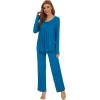 imageWiWi Womens Pajama Set Soft Long Sleeve Tee Pants Sleepwear 2 Piece Comfy Nightwear with Pockets Pjs SXXLCteal Blue
