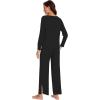 imageWiWi Womens Pajama Set Soft Long Sleeve Tee Pants Sleepwear 2 Piece Comfy Nightwear with Pockets Pjs SXXLDblack
