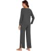 imageWiWi Womens Pajama Set Soft Long Sleeve Tee Pants Sleepwear 2 Piece Comfy Nightwear with Pockets Pjs SXXLDcharcoal Heather