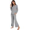 imageWiWi Womens Pajama Set Soft Long Sleeve Tee Pants Sleepwear 2 Piece Comfy Nightwear with Pockets Pjs SXXLDheather Grey