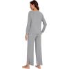 imageWiWi Womens Pajama Set Soft Long Sleeve Tee Pants Sleepwear 2 Piece Comfy Nightwear with Pockets Pjs SXXLDheather Grey