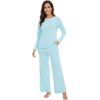 imageWiWi Womens Pajama Set with Pocket Long Sleeve Top with Long Pajama Pant Set Soft PJ Viscose from Bamboo Loungewear SXXLAqua