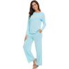 imageWiWi Womens Pajama Set with Pocket Long Sleeve Top with Long Pajama Pant Set Soft PJ Viscose from Bamboo Loungewear SXXLAqua