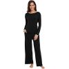 imageWiWi Womens Pajama Set with Pocket Long Sleeve Top with Long Pajama Pant Set Soft PJ Viscose from Bamboo Loungewear SXXLBlack