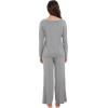 imageWiWi Womens Pajama Set with Pocket Long Sleeve Top with Long Pajama Pant Set Soft PJ Viscose from Bamboo Loungewear SXXLHeather Grey