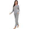 imageWiWi Womens Pajama Set with Pocket Long Sleeve Top with Long Pajama Pant Set Soft PJ Viscose from Bamboo Loungewear SXXLHeather Grey