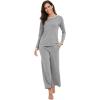 imageWiWi Womens Pajama Set with Pocket Long Sleeve Top with Long Pajama Pant Set Soft PJ Viscose from Bamboo Loungewear SXXLHeather Grey