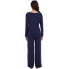 imageWiWi Womens Pajama Set with Pocket Long Sleeve Top with Long Pajama Pant Set Soft PJ Viscose from Bamboo Loungewear SXXLNavy