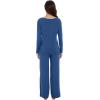 imageWiWi Womens Pajama Set with Pocket Long Sleeve Top with Long Pajama Pant Set Soft PJ Viscose from Bamboo Loungewear SXXLPrussian Blue