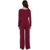 imageWiWi Womens Pajama Set with Pocket Long Sleeve Top with Long Pajama Pant Set Soft PJ Viscose from Bamboo Loungewear SXXLWine