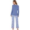 imageWiWi Womens Pajamas Set Printed Viscose from Bamboo Lounge Sets Soft Pajama Long Sleeve Sleepwear SXXLFog Blue