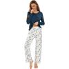 imageWiWi Womens Pajamas Set Printed Viscose from Bamboo Lounge Sets Soft Pajama Long Sleeve Sleepwear SXXLGreen