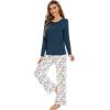 imageWiWi Womens Pajamas Set Printed Viscose from Bamboo Lounge Sets Soft Pajama Long Sleeve Sleepwear SXXLGreen
