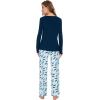 imageWiWi Womens Pajamas Set Printed Viscose from Bamboo Lounge Sets Soft Pajama Long Sleeve Sleepwear SXXLInk Blue