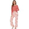 imageWiWi Womens Pajamas Set Printed Viscose from Bamboo Lounge Sets Soft Pajama Long Sleeve Sleepwear SXXLLight Coral