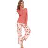 imageWiWi Womens Pajamas Set Printed Viscose from Bamboo Lounge Sets Soft Pajama Long Sleeve Sleepwear SXXLLight Coral