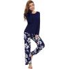 imageWiWi Womens Pajamas Set Printed Viscose from Bamboo Lounge Sets Soft Pajama Long Sleeve Sleepwear SXXLNavy