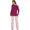 imageWiWi Womens Pajamas Set Printed Viscose from Bamboo Lounge Sets Soft Pajama Long Sleeve Sleepwear SXXLPurplish Red