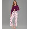 imageWiWi Womens Pajamas Set Printed Viscose from Bamboo Lounge Sets Soft Pajama Long Sleeve Sleepwear SXXLPurplish Red