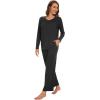 imageWiWi Womens Pajamas Set Sleepwear Loungewear Long Sleeve Pajama Sets Soft Pjs Viscose from Bamboo 2 Piece PJ SXXLAblack