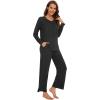 imageWiWi Womens Pajamas Set Sleepwear Loungewear Long Sleeve Pajama Sets Soft Pjs Viscose from Bamboo 2 Piece PJ SXXLAblack