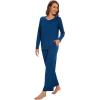 imageWiWi Womens Pajamas Set Sleepwear Loungewear Long Sleeve Pajama Sets Soft Pjs Viscose from Bamboo 2 Piece PJ SXXLAink Blue