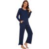 imageWiWi Womens Pajamas Set Sleepwear Loungewear Long Sleeve Pajama Sets Soft Pjs Viscose from Bamboo 2 Piece PJ SXXLAnavy