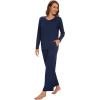 imageWiWi Womens Pajamas Set Sleepwear Loungewear Long Sleeve Pajama Sets Soft Pjs Viscose from Bamboo 2 Piece PJ SXXLAnavy