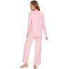 imageWiWi Womens Pajamas Set Sleepwear Loungewear Long Sleeve Pajama Sets Soft Pjs Viscose from Bamboo 2 Piece PJ SXXLApink