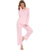 imageWiWi Womens Pajamas Set Sleepwear Loungewear Long Sleeve Pajama Sets Soft Pjs Viscose from Bamboo 2 Piece PJ SXXLApink