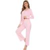 imageWiWi Womens Pajamas Set Sleepwear Loungewear Long Sleeve Pajama Sets Soft Pjs Viscose from Bamboo 2 Piece PJ SXXLApink