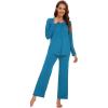 imageWiWi Womens Pajamas Set Sleepwear Loungewear Long Sleeve Pajama Sets Soft Pjs Viscose from Bamboo 2 Piece PJ SXXLAteal Blue