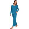 imageWiWi Womens Pajamas Set Sleepwear Loungewear Long Sleeve Pajama Sets Soft Pjs Viscose from Bamboo 2 Piece PJ SXXLAteal Blue