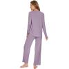 imageWiWi Womens Pajamas Set Sleepwear Loungewear Long Sleeve Pajama Sets Soft Pjs Viscose from Bamboo 2 Piece PJ SXXLAviolet
