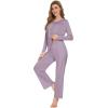 imageWiWi Womens Pajamas Set Sleepwear Loungewear Long Sleeve Pajama Sets Soft Pjs Viscose from Bamboo 2 Piece PJ SXXLAviolet