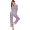 imageWiWi Womens Pajamas Set Sleepwear Loungewear Long Sleeve Pajama Sets Soft Pjs Viscose from Bamboo 2 Piece PJ SXXLAviolet