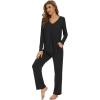 imageWiWi Womens Pajamas Set Sleepwear Loungewear Long Sleeve Pajama Sets Soft Pjs Viscose from Bamboo 2 Piece PJ SXXLBblack