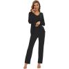 imageWiWi Womens Pajamas Set Sleepwear Loungewear Long Sleeve Pajama Sets Soft Pjs Viscose from Bamboo 2 Piece PJ SXXLBblack