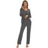 imageWiWi Womens Pajamas Set Sleepwear Loungewear Long Sleeve Pajama Sets Soft Pjs Viscose from Bamboo 2 Piece PJ SXXLBdark Heather Grey