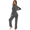 imageWiWi Womens Pajamas Set Sleepwear Loungewear Long Sleeve Pajama Sets Soft Pjs Viscose from Bamboo 2 Piece PJ SXXLBdark Heather Grey