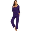 imageWiWi Womens Pajamas Set Sleepwear Loungewear Long Sleeve Pajama Sets Soft Pjs Viscose from Bamboo 2 Piece PJ SXXLBdark Purple
