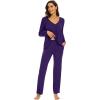 imageWiWi Womens Pajamas Set Sleepwear Loungewear Long Sleeve Pajama Sets Soft Pjs Viscose from Bamboo 2 Piece PJ SXXLBdark Purple