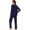 imageWiWi Womens Pajamas Set Sleepwear Loungewear Long Sleeve Pajama Sets Soft Pjs Viscose from Bamboo 2 Piece PJ SXXLBnavy
