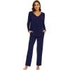imageWiWi Womens Pajamas Set Sleepwear Loungewear Long Sleeve Pajama Sets Soft Pjs Viscose from Bamboo 2 Piece PJ SXXLBnavy