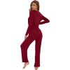 imageWiWi Womens Pajamas Set Sleepwear Loungewear Long Sleeve Pajama Sets Soft Pjs Viscose from Bamboo 2 Piece PJ SXXLBwine Red
